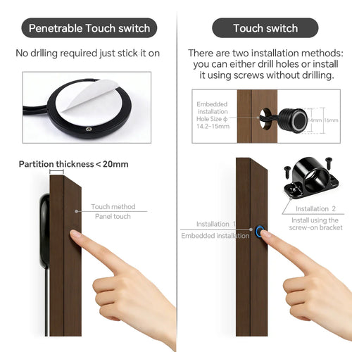 2 Switches, Penetrable Wood Hand Scan, Touch Sensor Dimmable COB LED Strip Light - LED Strip Light - view 2