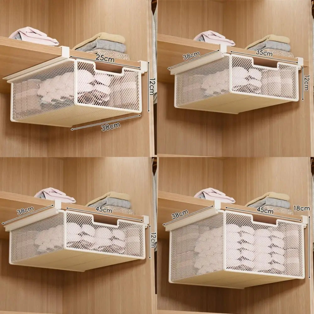 Large Capacity Underwear Storage Basket Pure Color Under Shelf Hanging Organizer - Cabinet Organizer - view 6
