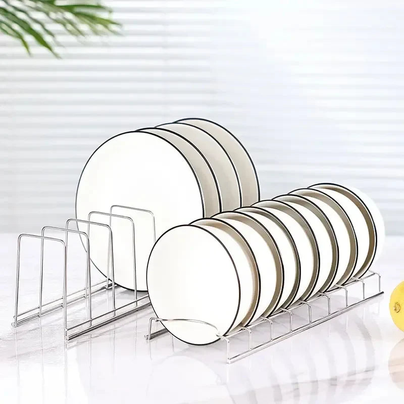 Kitchen Bowl Dish Organizer Stainless Steel Dish Holder Home Cutlery Dishes Pot Lid Rack - Cabinet Organizer