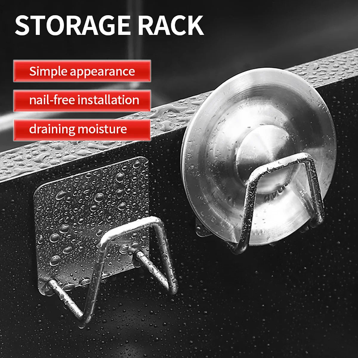 Space Saving Kitchen Stainless Steel Storage Hooks Nail-Free Installation for Hanging - Organizer - view 4