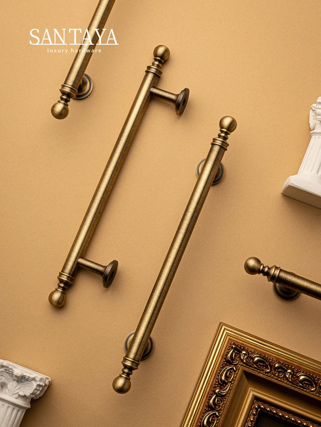 Santaya Brushed Antique Brass Handles for Kitchen Cabinets Wardrobes Drawers and - Cabinet Organizer - view 4