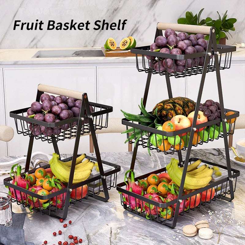 Multifunctional 2-Layers 3-Layers Fruit Basket Kitchen Living Room Dry Fruit Snacks - Cabinet Organizer