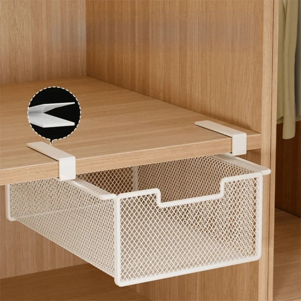 Large Capacity Underwear Storage Basket Pure Color Under Shelf Hanging Organizer - Cabinet Organizer - view 5