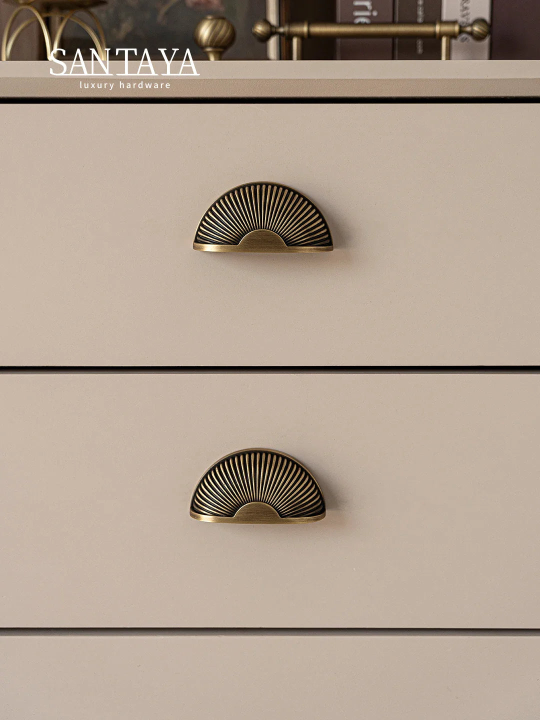 Santaya Brushed Antique Brass Handles Luxury Kitchen Cabinet Pull Wardrobe Dresser - Cabinet Organizer - view 6