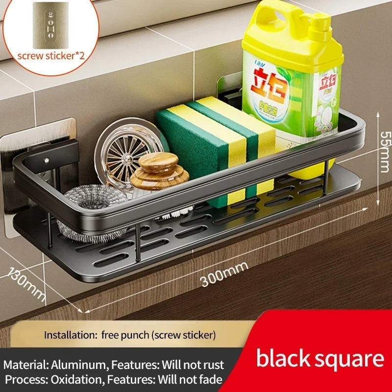 No Drill Adhesive Type Kitchen Organizer Kitchen Shelf Cleaning Cloth Storage Draining - Cabinet Organizer - view 8