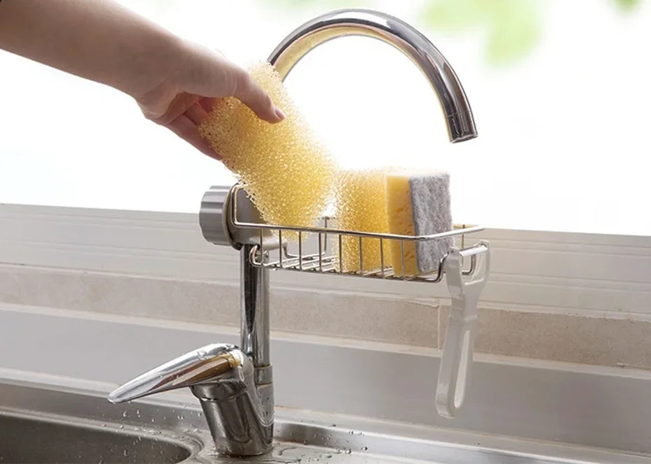 Kitchen Storage Tools Stainless Steel Rag Drain Rack Adjustable Water-saving Storage - Storage Shelf - view 2