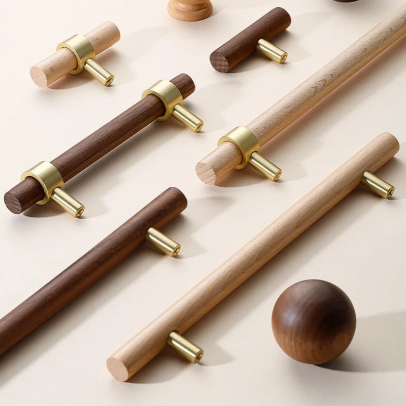 Cupboard Cabinet Pulls Solid Brass Walnut Wood Drawer Knobs Kitchen Cabinet Storage - Cabinet Organizer