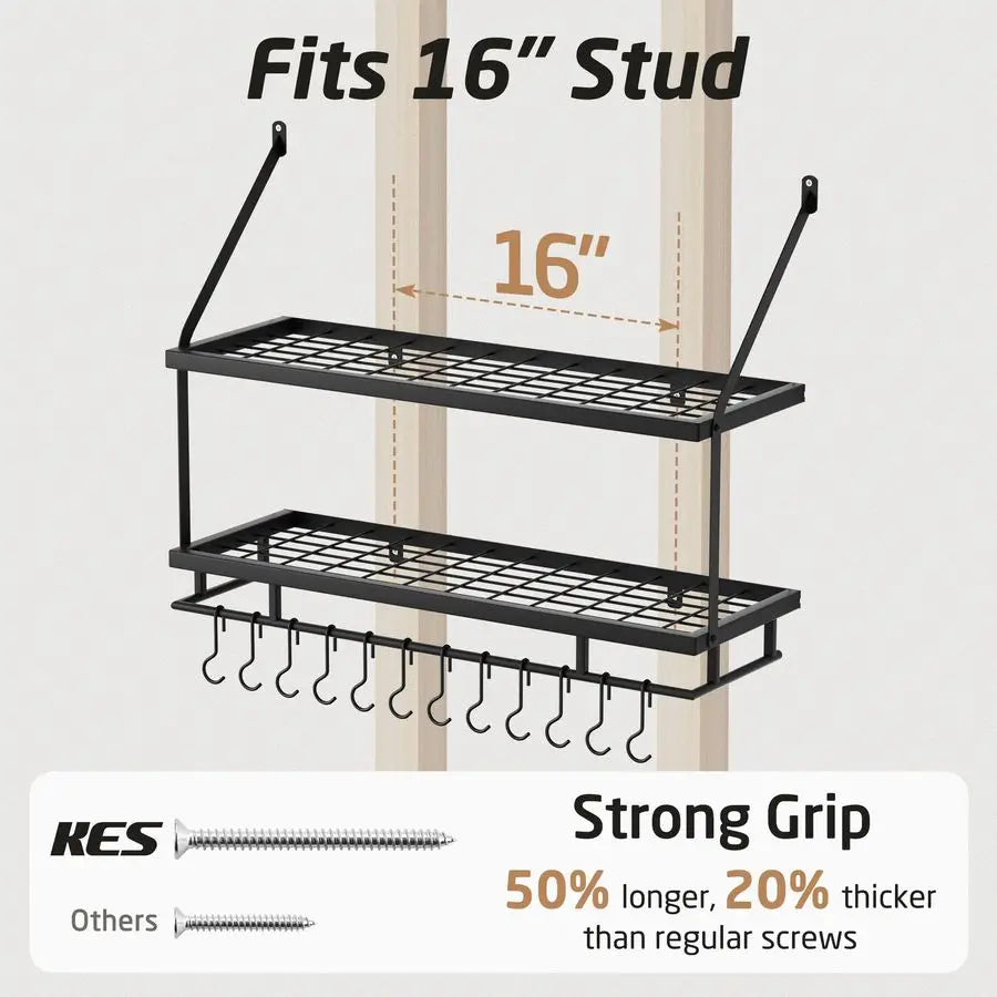 30Inch Kitchen Pot Rack Mounted Hanging Rack for Kitchen Storage and Organization - Storage Shelf - view 5
