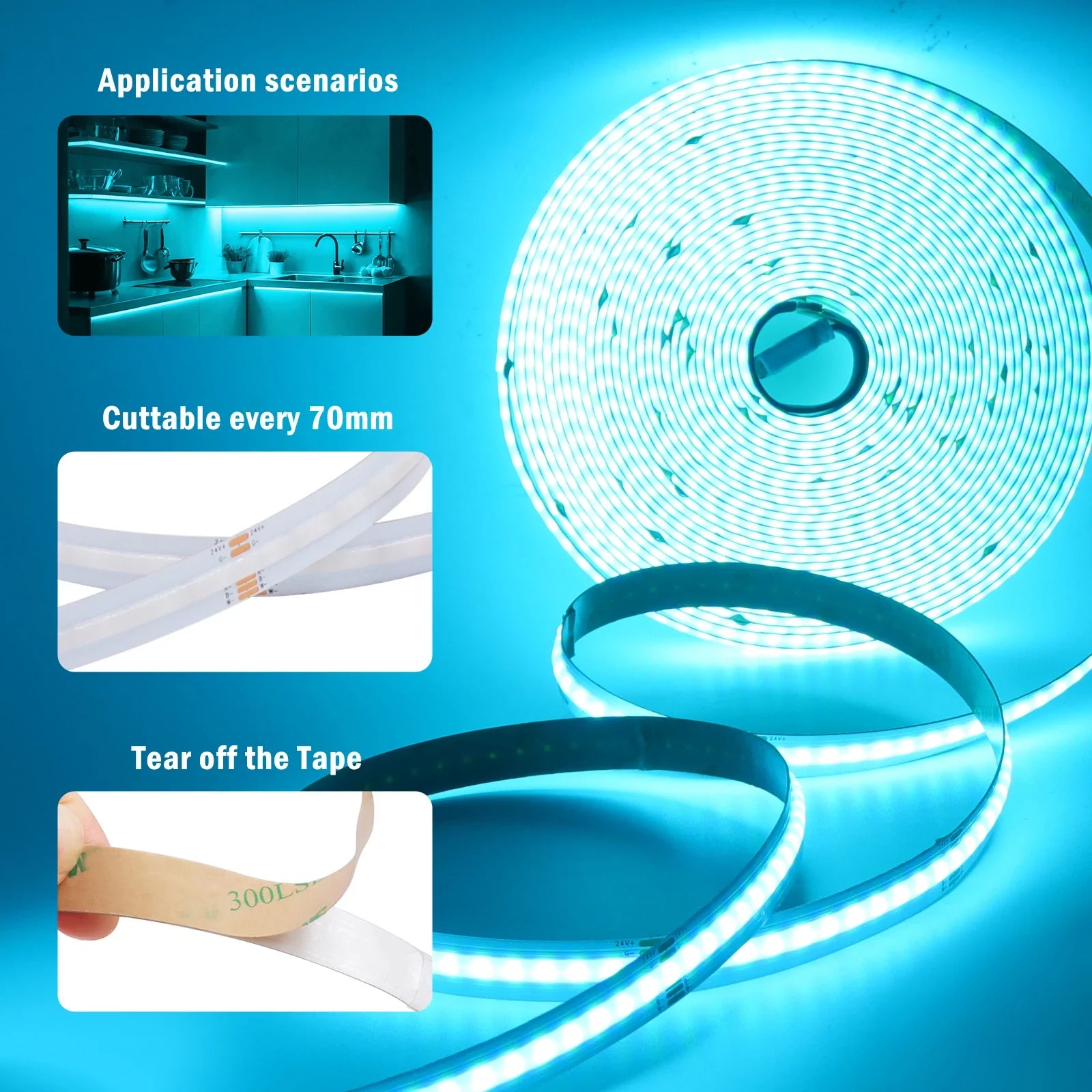 DC 24V RGBW RGBWW 5pin COB LED Strip 10M 672LEDs/M RA90 High Density Room - LED Strip Light - view 4