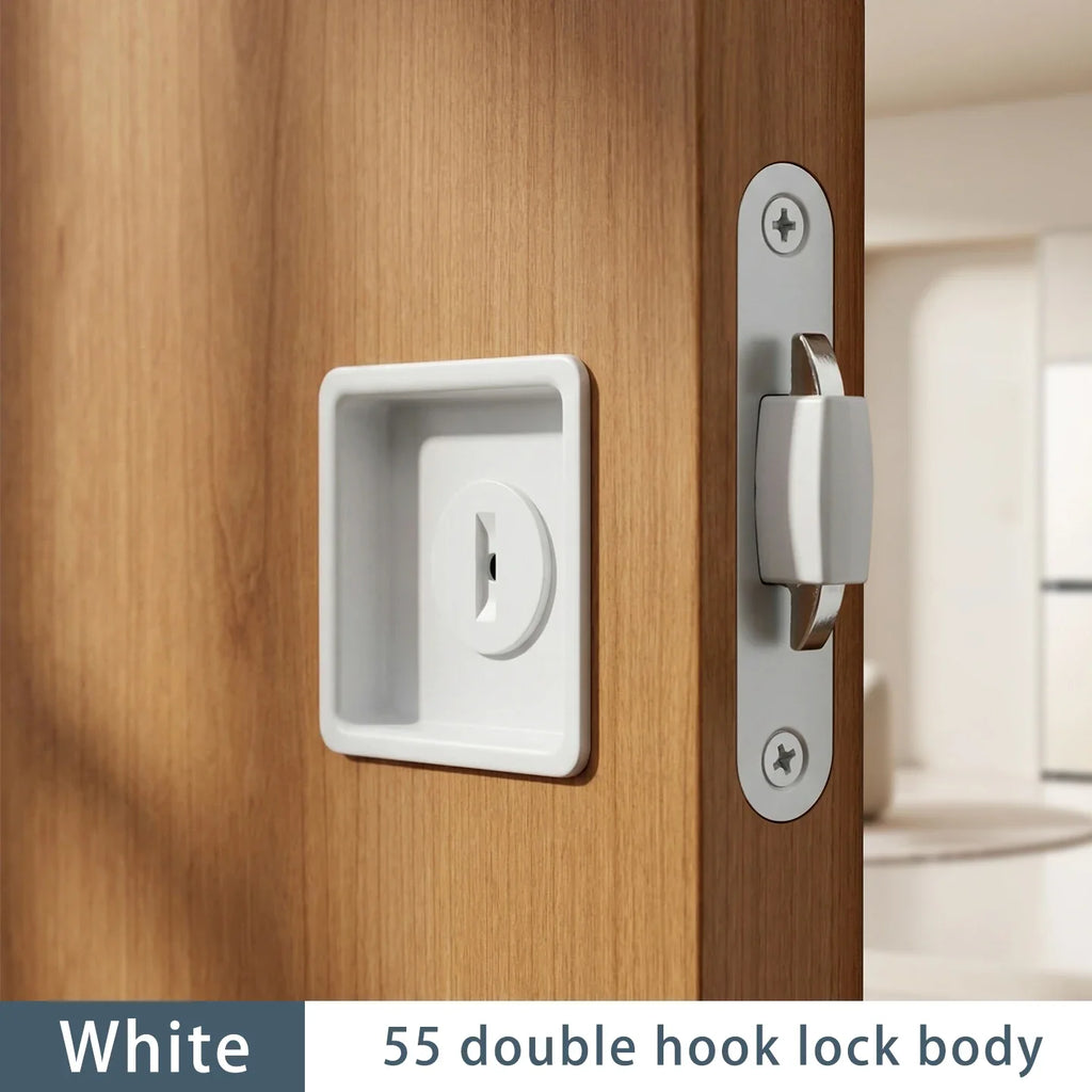 Black Invisible Pocket Sliding Door Lock with Side Handle for Balcony Kitchen Bathroom - Home Improvement - view 7