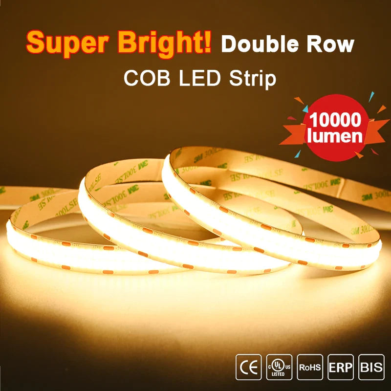 Super Bright COB LED Strip 2000lm/m Double Row 600LEDs/m Flexible Dimmable Led Lights RA90 - LED Strip Light - view 3