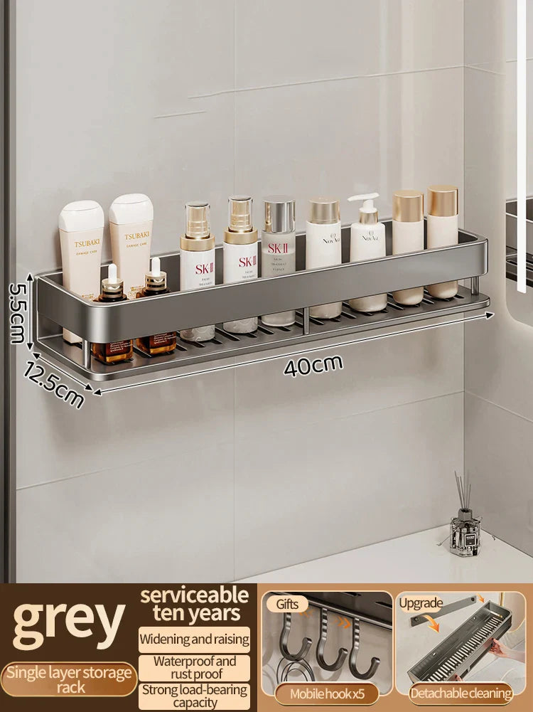 Aluminum kitchen rack kitchen shelf toilet storage no drill hanging rack bathroom - Storage Shelf - view 8