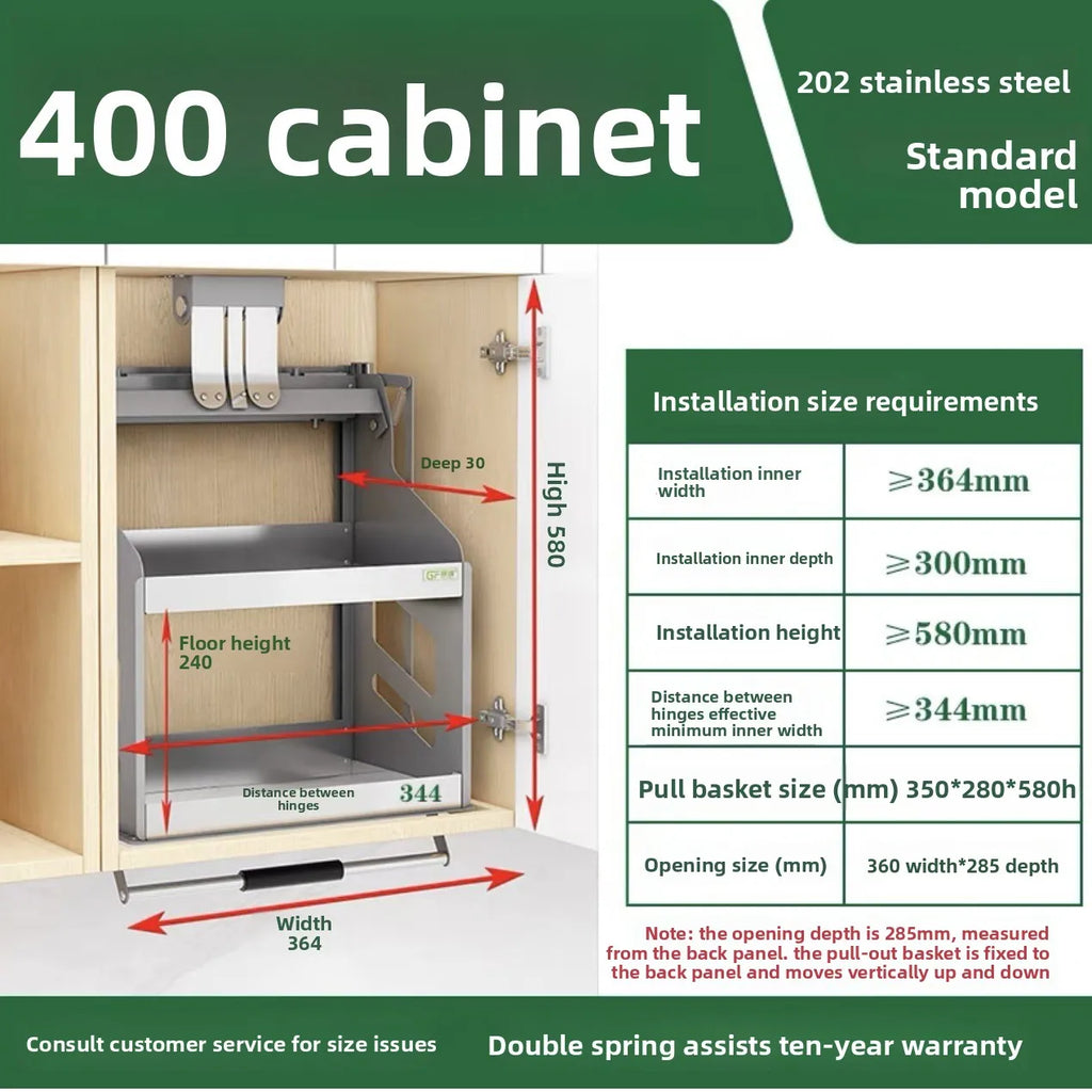 Kitchen wall cabinet lifting pull-out basket cabinet top wall cabinet vertical - Cabinet Organizer - view 6