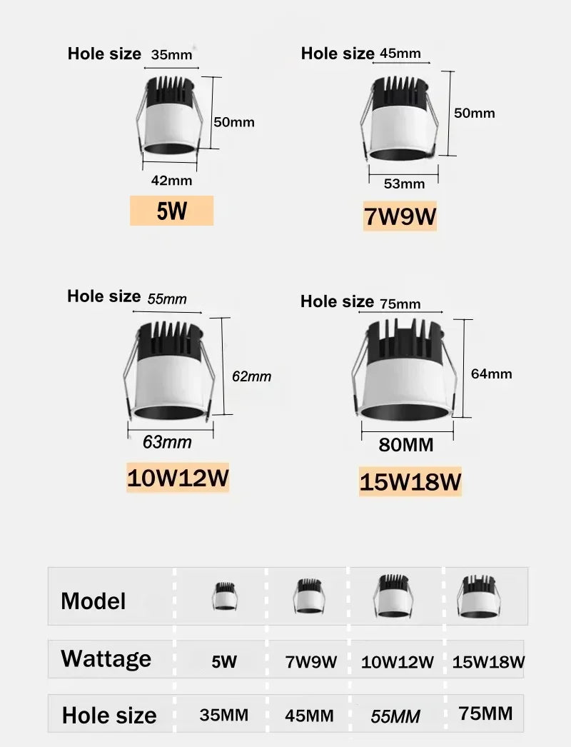LED Recessed Downlight Black Modern Spotlight Indoor Anti-glare CRI97 Aluminum Ceiling - LED Flood Light - view 4