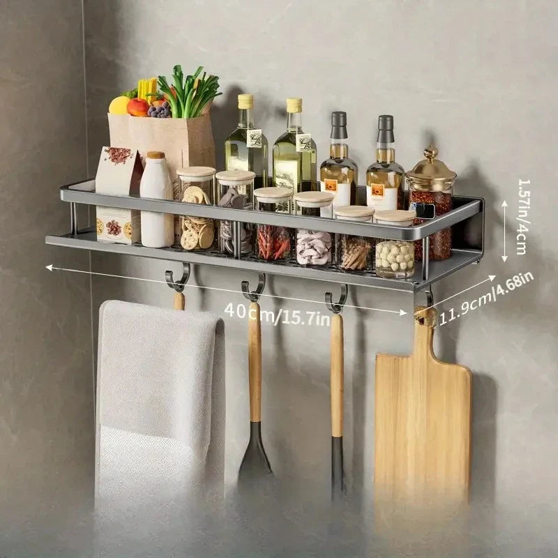 1 PC Multifunctional Kitchen Rack Spice Storage Rack Wall Mounted Kitchen Utensil - Storage Shelf - view 7