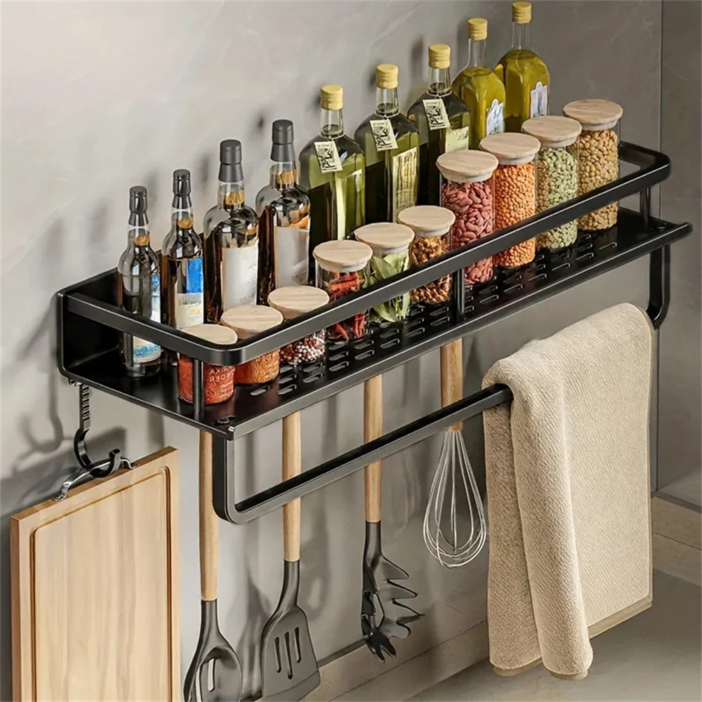 1 Multi-Functional Storage Rack With Rod Seasoning Rack Wall-Mounted Seasoning Storage - Storage Shelf - view 3