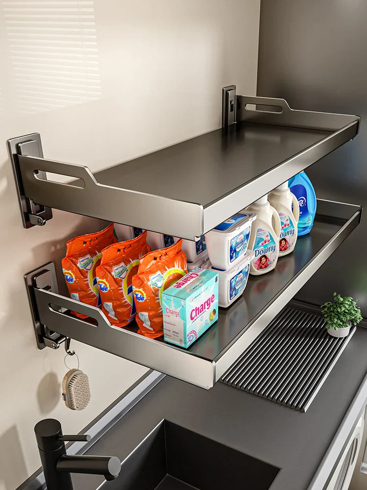 Wall Mounted Kitchen Utensils Organizer Home Spice Rack Box Jar Dish Drying Rack Wall - Dish Drying Rack - view 2