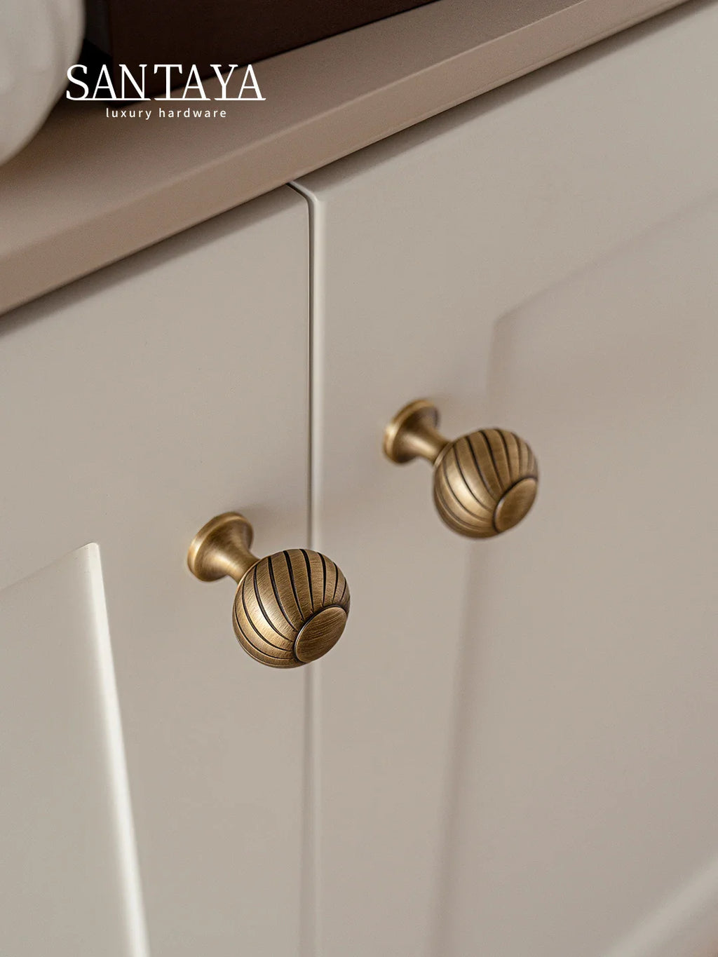 Santaya Brushed Antique Brass Handles Luxury Kitchen Cabinet Pull Wardrobe Dresser - Cabinet Organizer - view 5