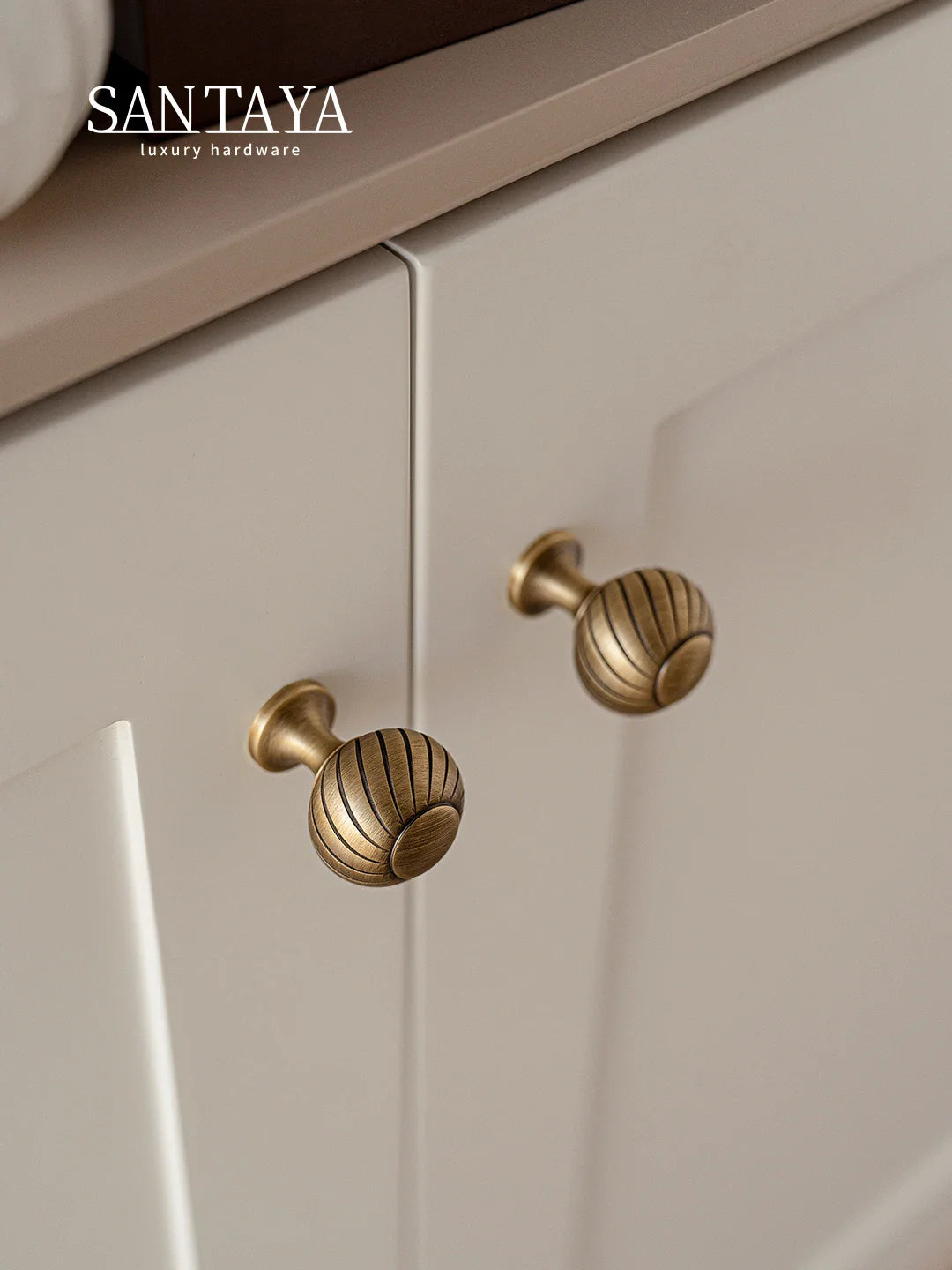 Santaya Brushed Antique Brass Handles Luxury Kitchen Cabinet Pull Wardrobe Dresser - Cabinet Organizer - view 5