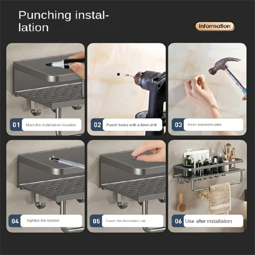 1 Multi-Functional Storage Rack With Rod Seasoning Rack Wall-Mounted Seasoning Storage - Storage Shelf - view 6