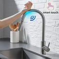 DQOK Kitchen Faucet Pull Out Brushed Nickle Sensor Stainless Steel Black Smart - Kitchen Faucet