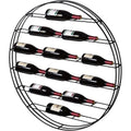12-Bottle Modern Black Metal Round Wall Mounted Wine Rack – 6-Tier Horizontal Storage - Wine Rack