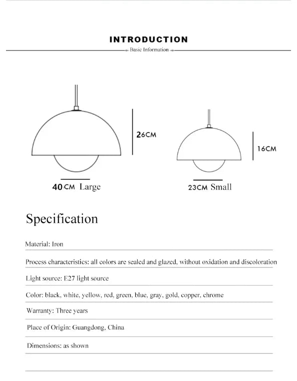 Denmark Designer Semicircular Flower Bud Pendant Lamp for Kitchen Living Island Iron - Lighting