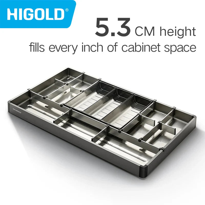 HIGOLD Small Pull Basket Kitchen Cabinet Tool Puller Single Drawer Space Aluminium - Cabinet Organizer - view 6
