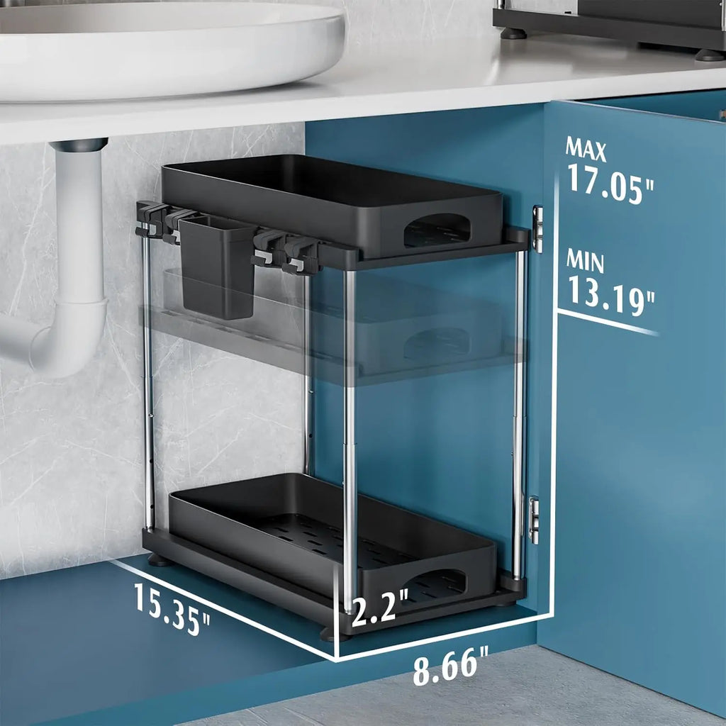 2 Pack Under Sink Organizers and Storage, Double Sliding Kitchen Cabinet Organizer - Cabinet Organizer - view 6