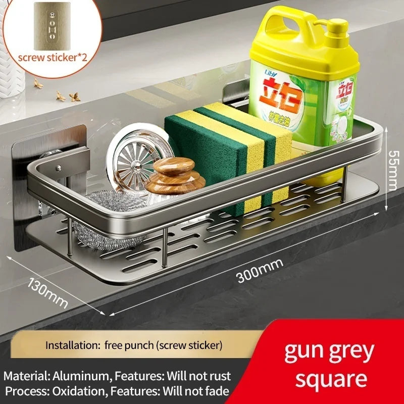 No Drill Adhesive Type Kitchen Organizer Kitchen Shelf Cleaning Cloth Storage Draining - Cabinet Organizer - view 7