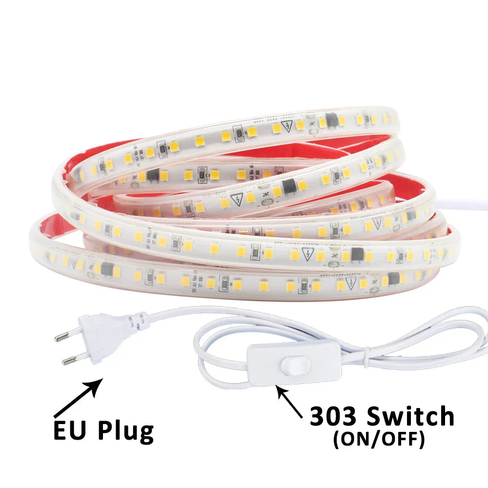 220V LED Strip Light SMD2835 120LEDs/m Waterproof Tape Lamp with EU Plug 1M 2M - Kitchen Faucet - view 5