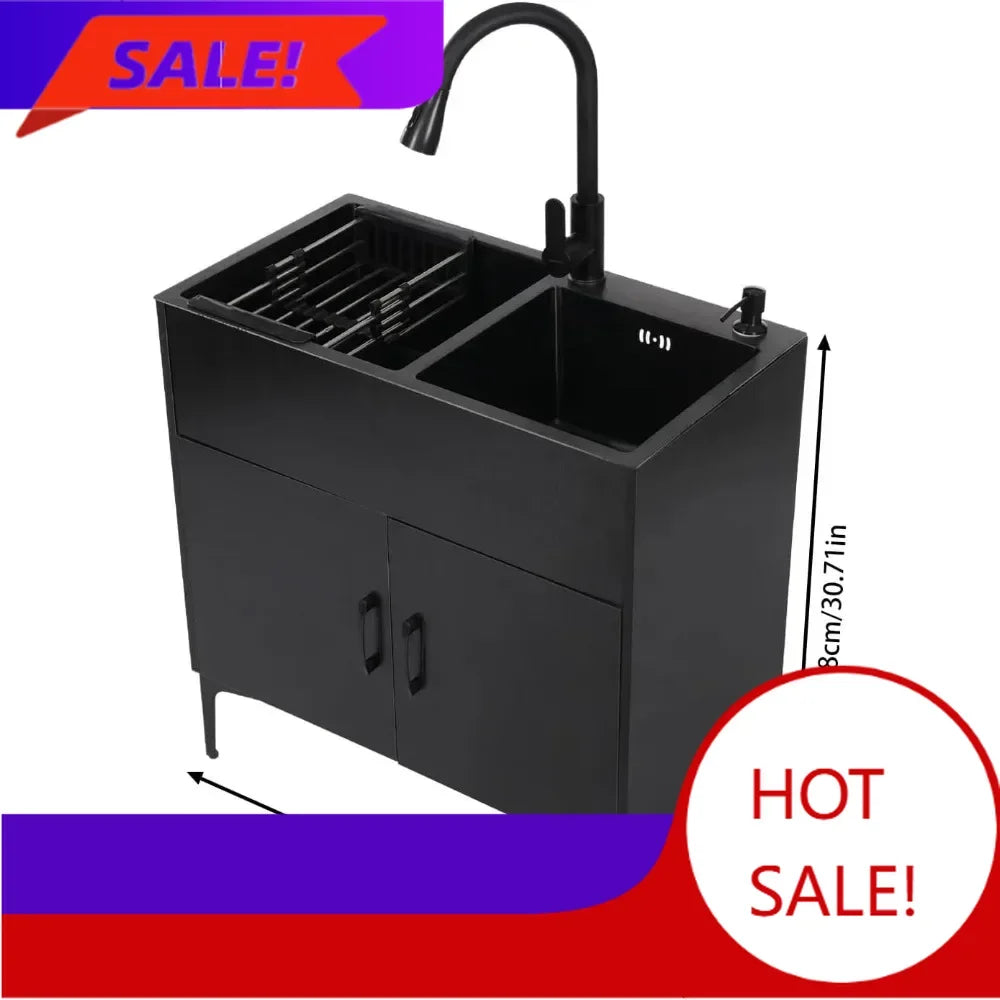 Laundry Sink with Cabinet, Heavy Duty Slop Freestanding Utility Sinkwith Pull-out - Cabinet Organizer - view 7