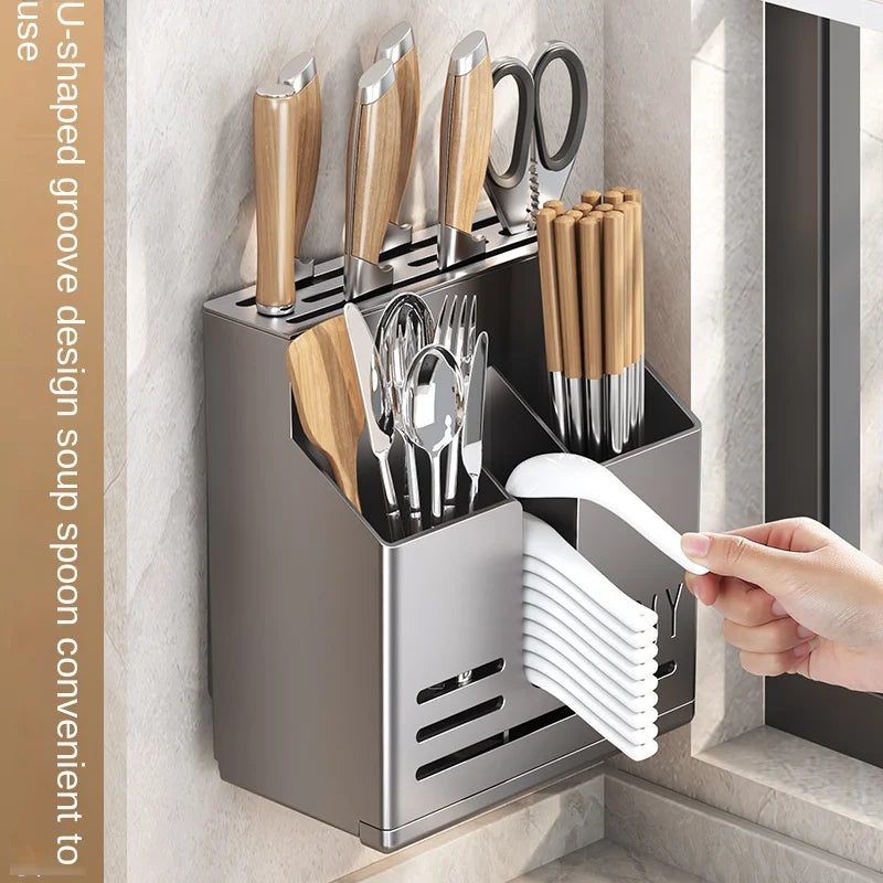 kitchen knife holder, rack, wall hanging cutter, chopstick cage, chopstick tube - Storage Shelf - view 5
