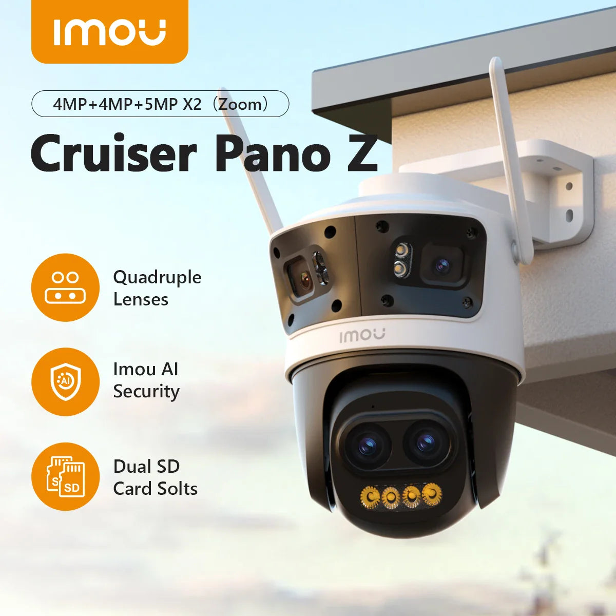 IMOU Cruiser Pano Z 13MP WiFi Camera 5G 12x Mixed Zoom AI Tracking Human - Security Camera