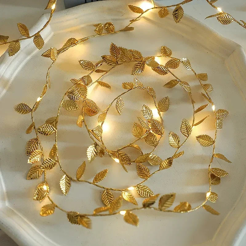 5M 10M LED Lights String Silver Golden Tiny Leaves Fairy Garland Light Lamp Christmas - Lighting - view 2