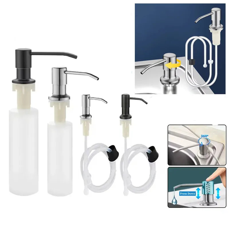 Solid 304 Stainless Steel Soap Dispenser for Kitchen Sink with 17 OZ Bottle and - Home Improvement - view 8