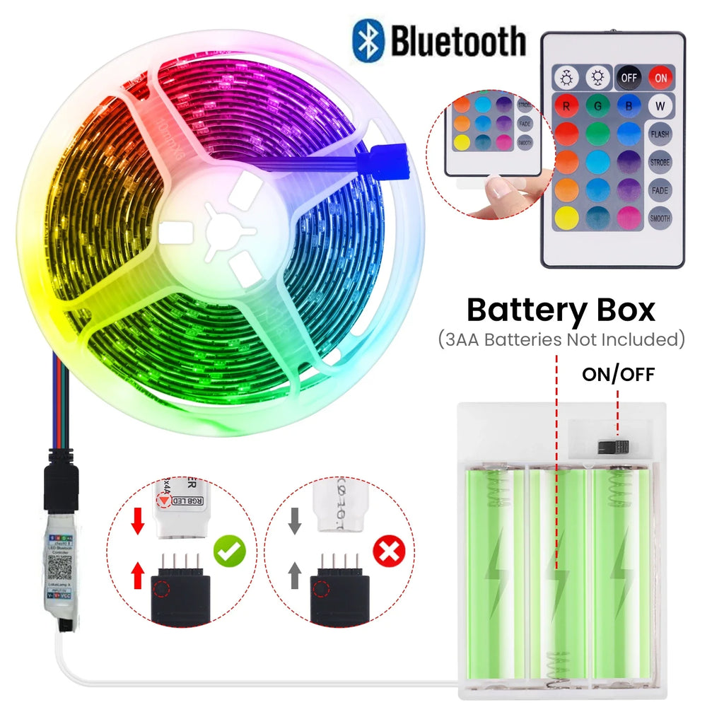 3AA Battery 5V RGB LED Strip 2835 5050SMD Bluetooth Flexible Lamp Tape Ribbon DIY - Kitchen Faucet - view 6