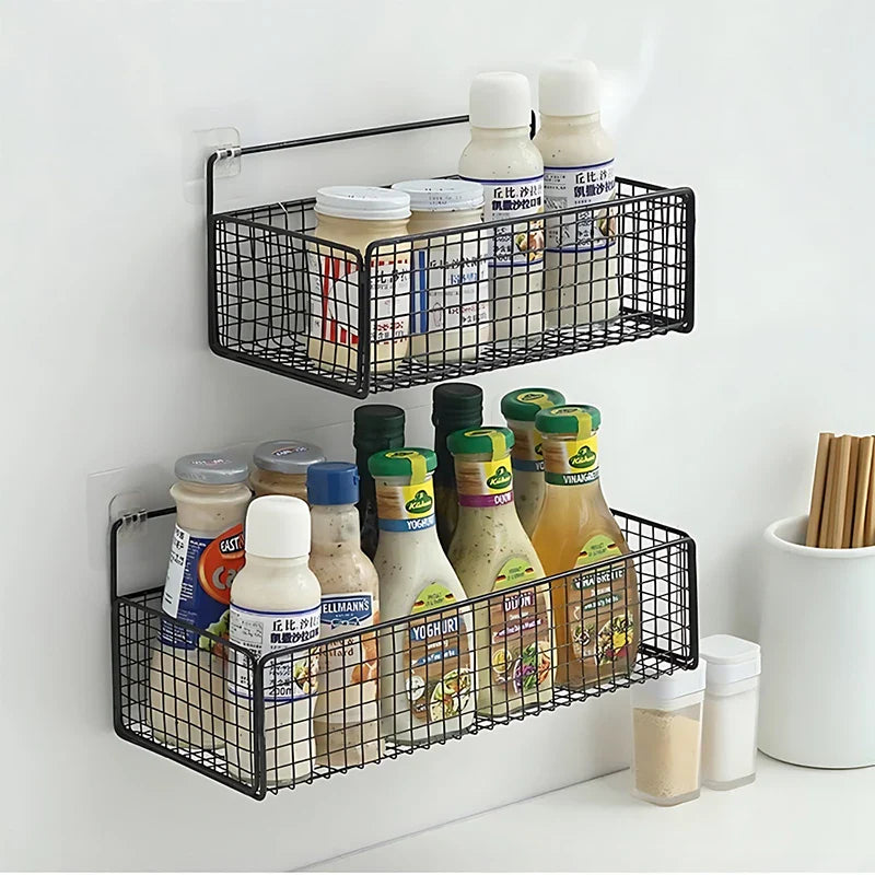 Kitchen Wall Mount Storage Rack Non Perforated Wall Mounted Storage Rack Wall Shelf Spice - Storage Shelf - view 2