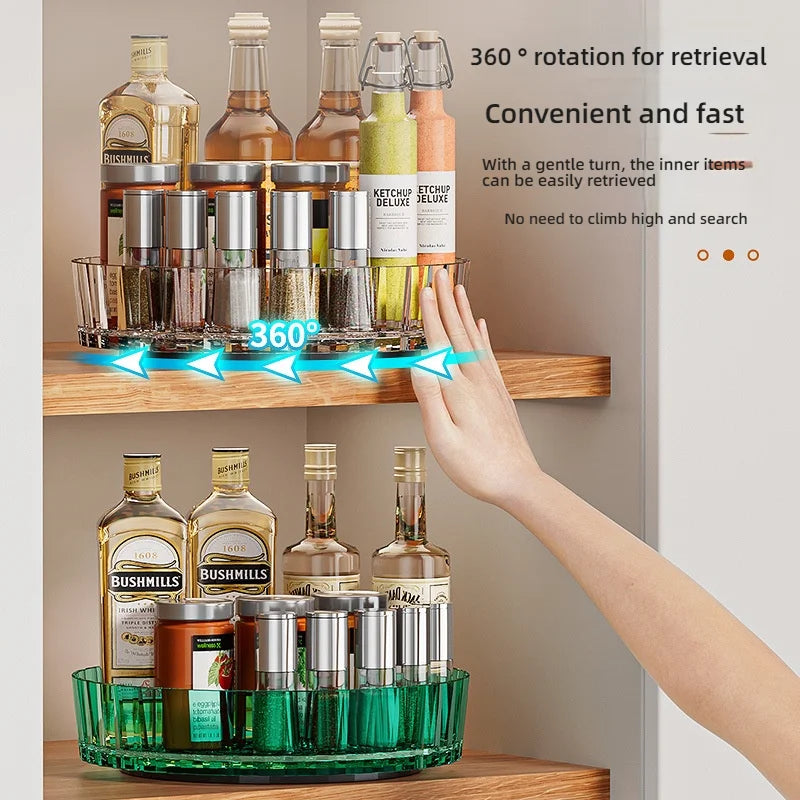 360 Rotating Storage Rack Kitchen Storage Spice Rack Non-Slip Cabinet Kitchen Bathroom - Cabinet Organizer - view 3