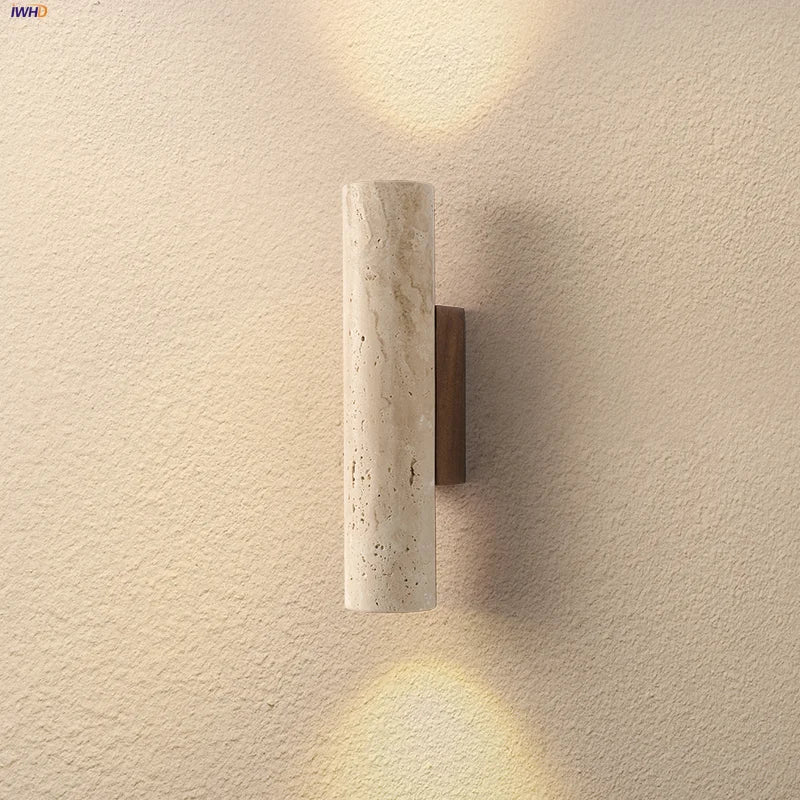 IWHD Wood Canopy LED Wall Lights Bedroom Bedside Lamp Sconce Nordic Modern Simple Yellow - Wall Light - view 2