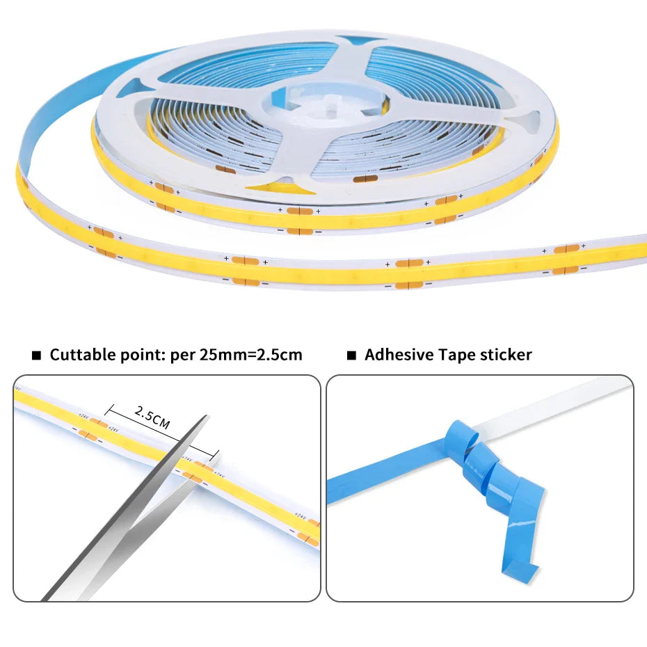 12V COB LED Strip Light 320LEDs/m Dimmable with Penetrable Wood Touch & Motion Sensor - LED Strip Light - view 2