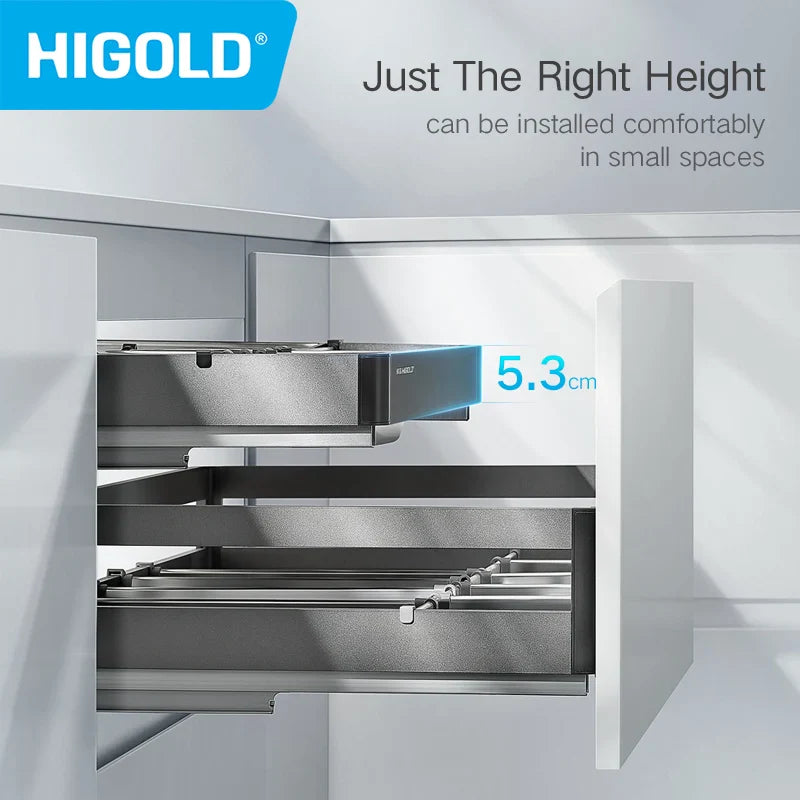 HIGOLD Small Pull Basket Kitchen Cabinet Tool Puller Single Drawer Space Aluminium - Cabinet Organizer - view 5
