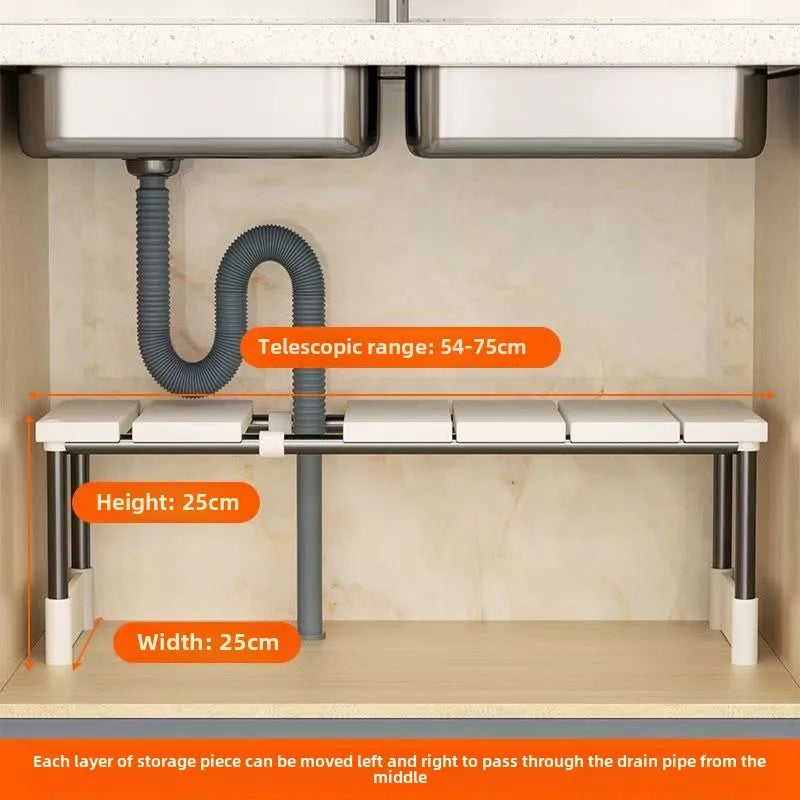 Stackable Storage Rack Multifunctional Telescopic Sink Holder Wardrobe Layered - Storage Shelf - view 7