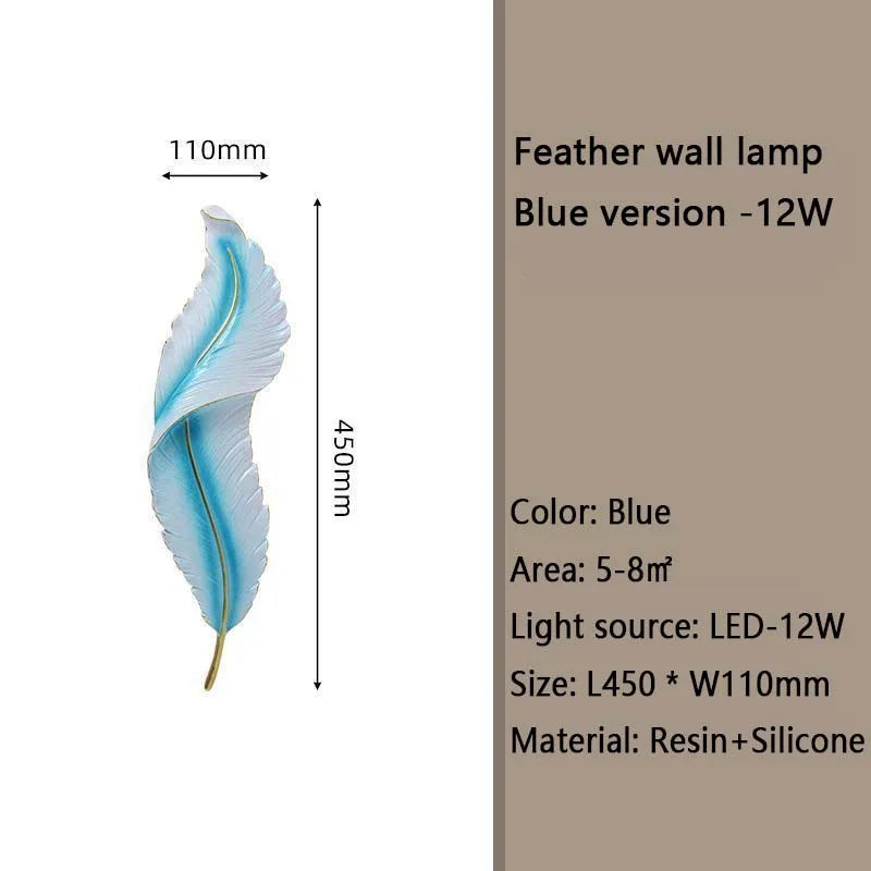 Nordic feather wall lamp, living room, bedroom, headboard, foyer, creative feather - Wall Light - view 8