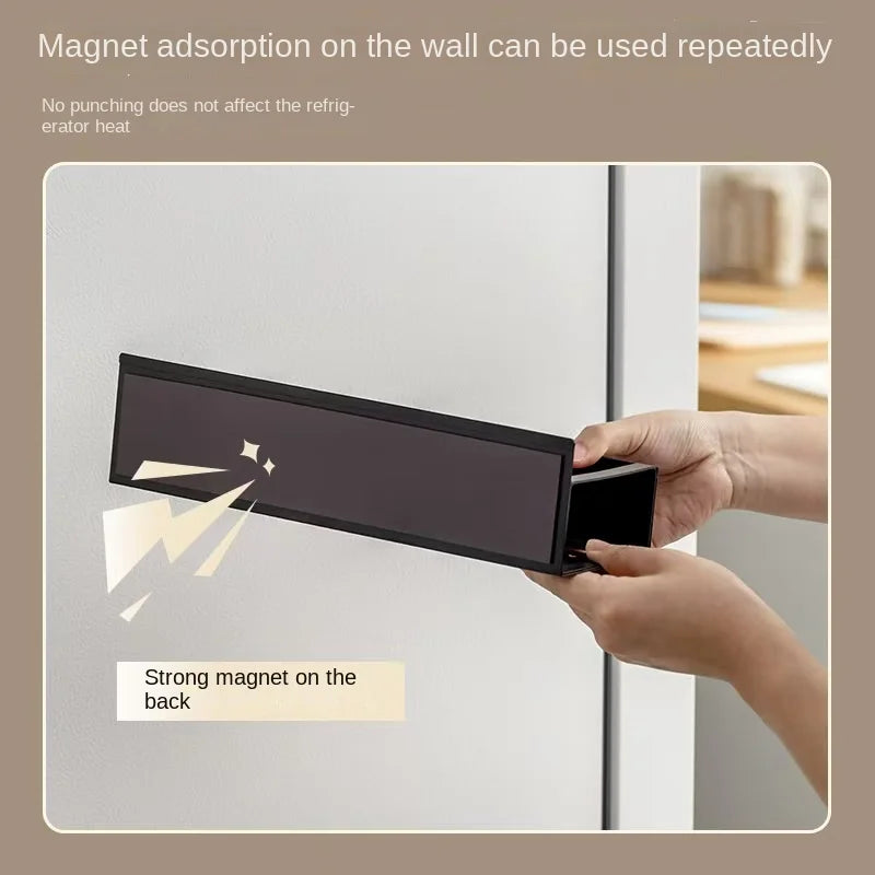 Kitchen refrigerator magnetic storage rack, side storage, external magnet, magnetic - Storage Shelf - view 2