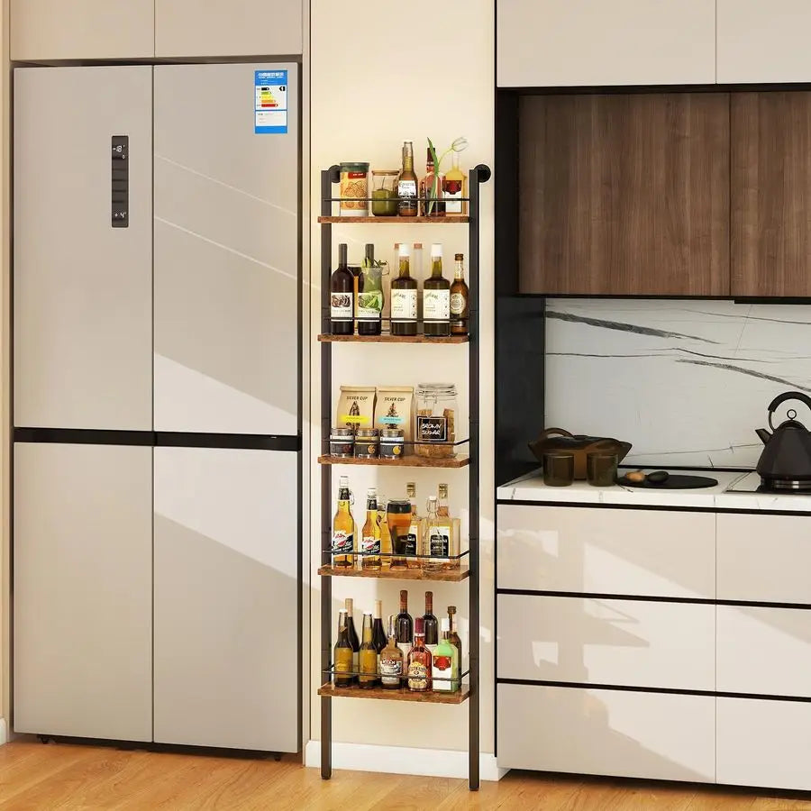 5Tier Freestanding Wine RacksLiquor Bottle Display Shelf with Fences, Wall Mounted - Wine Rack - view 6