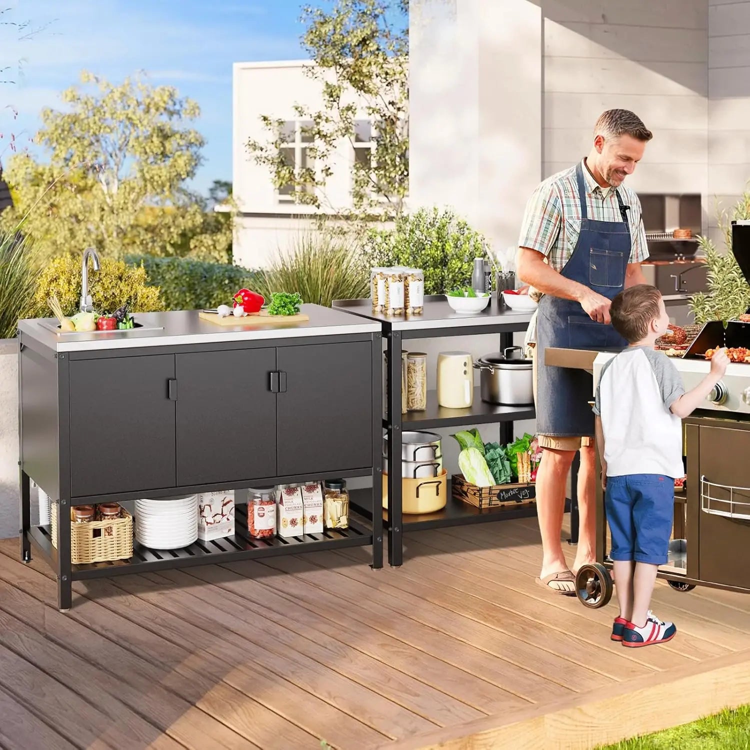 Stainless Steel Outdoor Sink with Cabinet, Large Capacity Stainless Steel Countertop - Cabinet Organizer - view 6