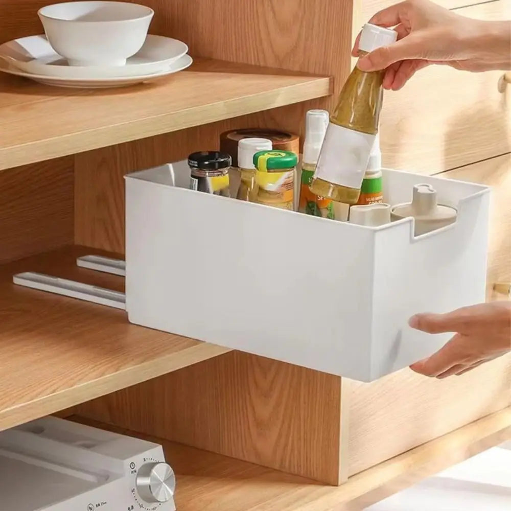 New Pull Out Cabinet Drawer Organizer Slide Out Space Saving Storage Shelves Plastic - Cabinet Organizer - view 4