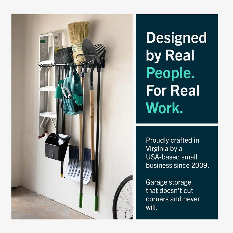WallMounted Rack With 4 Garage Hooks HeavyDuty Steel Holder Garage amp Garden Storage for - Storage Shelf - view 6