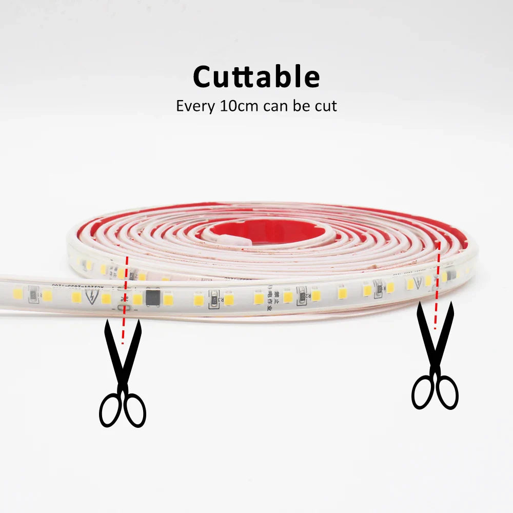 220V LED Strip Light SMD2835 120LEDs/m Waterproof Tape Lamp with EU Plug 1M 2M - Kitchen Faucet - view 6